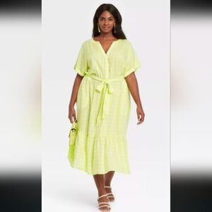 Ava & Viv Neon Gingham Maxi Dress